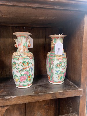 Lot 45 - A pair of Chinese Canton porcelain vases, 19th...