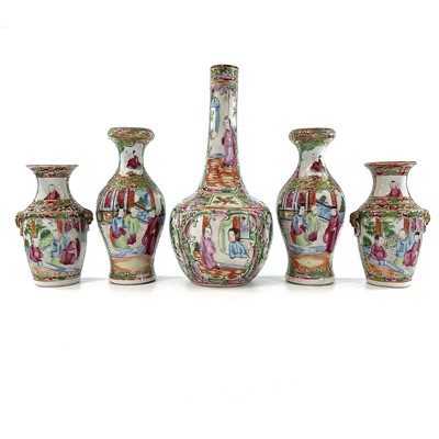 Lot 62 - A Chinese Canton porcelain bottle vase, 19th...