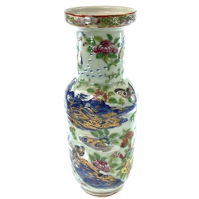Lot 15 - A Chinese Canton celadon porcelain vase, 19th...