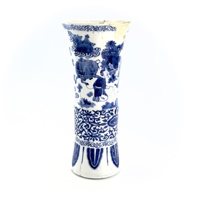 Lot 53 - A Chinese blue and white beaker vase, Gu,...