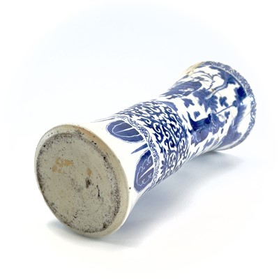 Lot 53 - A Chinese blue and white beaker vase, Gu,...