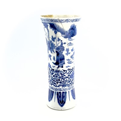 Lot 53 - A Chinese blue and white beaker vase, Gu,...