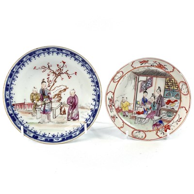 Lot 192 - Two Chinese famille rose porcelain saucer...