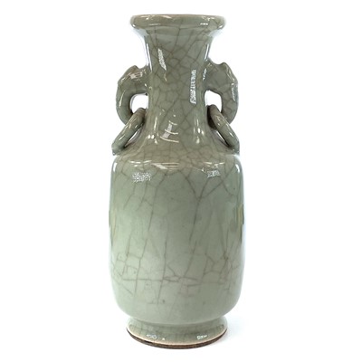 Lot 100 - A Chinese celadon crackle glaze vase, with...