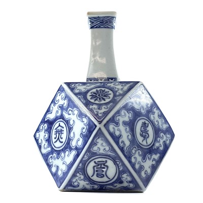 Lot 113 - A Korean blue and white porcelain cubic vase,...