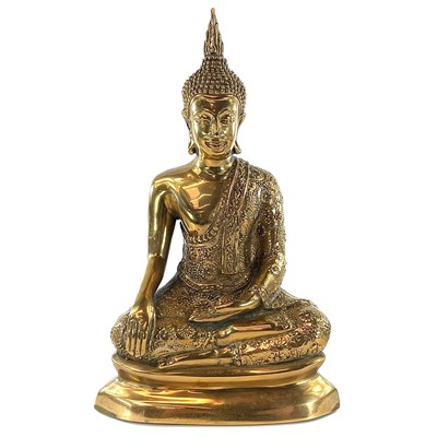 Lot 109 - A bronze model of buddha, 20th century, with...