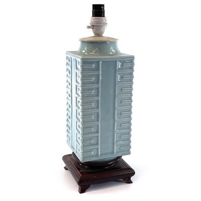 Lot 104 - A Chinese celadon cong vase, 20th century,...