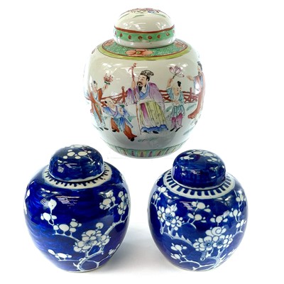 Lot 177 - Two Chinese prunus pattern blue and white...