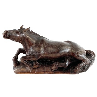 Lot 183 - A Chinese carved wood model of a horse, 19th...