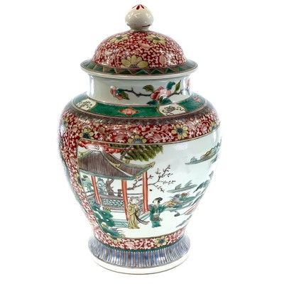 Lot 185 - A Chinese famille verte porcelain vase and...
