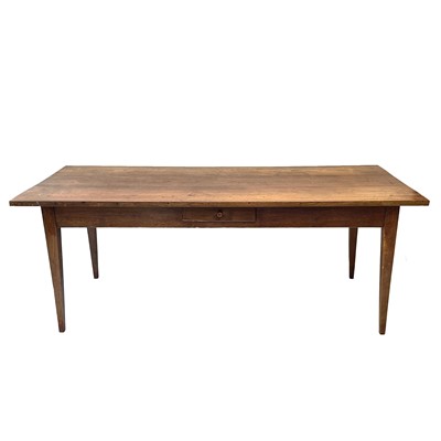 Lot 4 - A French elm farmhouse kitchen table, late 19th century.