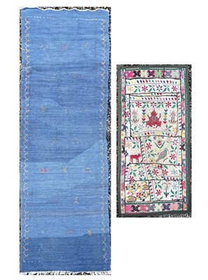 Lot 1240 - A kelim runner, with hooked guls, 197 x 66cm...