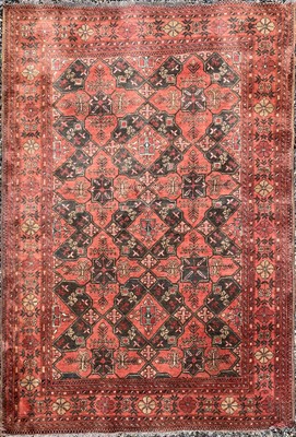 Lot 1251 - An Afghan rug, circa 1930's, with four rows of...