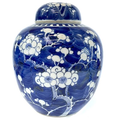 Lot 9 - A Chinese blue and white porcelain prunus...