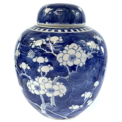 Lot 9 - A Chinese blue and white porcelain prunus...