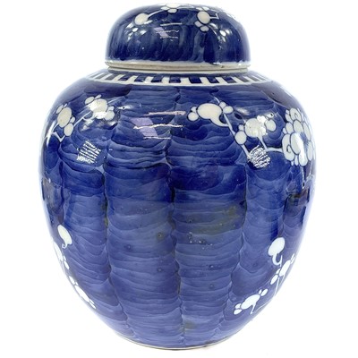 Lot 9 - A Chinese blue and white porcelain prunus...