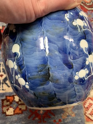 Lot 9 - A Chinese blue and white porcelain prunus...