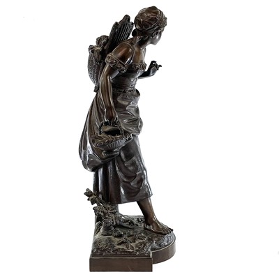 Lot 3 - A bronze figure of a bare-foot farm girl,...
