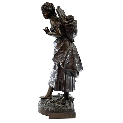Lot 3 - A bronze figure of a bare-foot farm girl,...