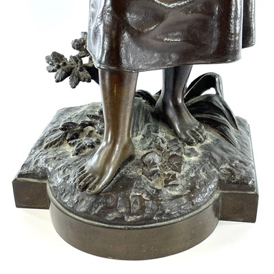 Lot 3 - A bronze figure of a bare-foot farm girl,...