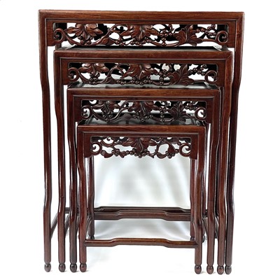 Lot 309 - A Chinese hardwood quartetto nest of tables,...
