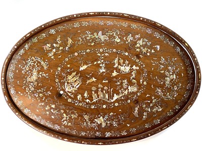 Lot 315 - A Chinese rosewood and mother of pearl inlaid...