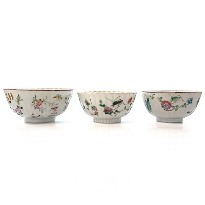 Lot 318 - Three Chinese famille rose porcelain bowls,...