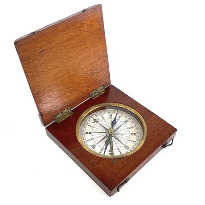 Lot 135 - A 19th century compass with printed card dial...