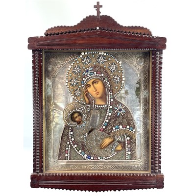 Lot 2 - A Russian icon of the Mother of God, the...