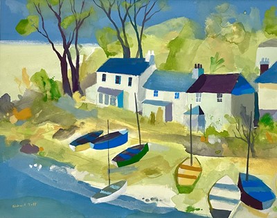Lot 58 - Richard TUFF (1965) Helford Cottages Gouache...