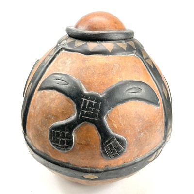 Lot 113 - A large gourd container, 20th century, with...