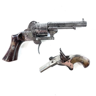 Lot 82 - A French Lefaucheux six-shot self cocking pin...