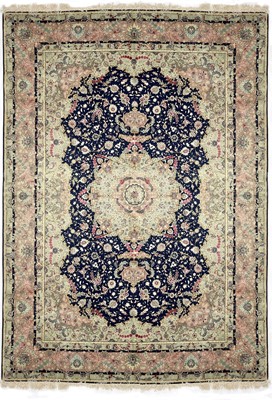 Lot 1213 - A very fine wool and part silk Tabriz carpet, North West Persia.