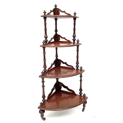 Lot 1872 - A Victorian mahogany bow front corner whatnot,...