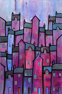 Lot 210 - Paul BURSNALL (XX-XXI) Big Up Town Acrylic on...