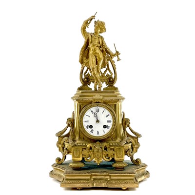 Lot 1711 - A late 19th century French gilt spelter mantel...