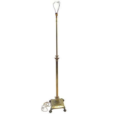 Lot 17 - A brass telescopic standard lamp, circa 1900