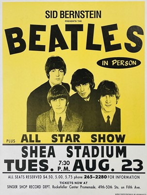 Lot 78 - The Beatles, a print of the 1966 Shea Stadium concert poster.