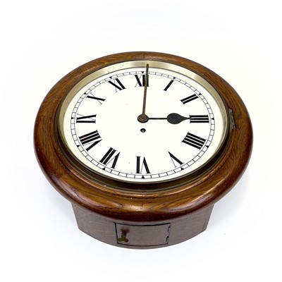 Lot 1717 - A late Victorian oak fusee wall clock.