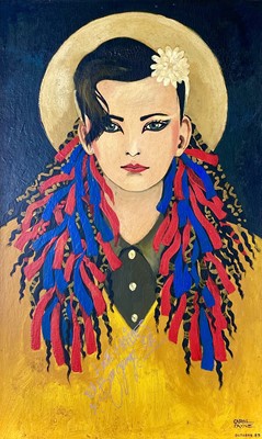 Lot 40 - BOY GEORGE. An original Carol Payne painting of Boy George.