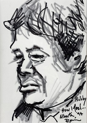 Lot 24 - RONNIE WOOD. An original ink on paper of 'Bobby Keys'.