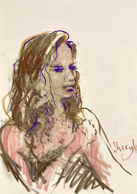 Lot 24A - A Ronnie Wood pastel sketch of Sheryl Crow.