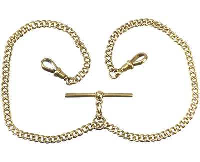 Lot 12 - An 18ct hallmarked gold double albert watch chain
