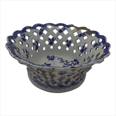 Lot 1320 - A Bow chestnut basket, circa 1765, decorated...