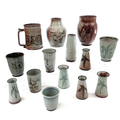 Lot 908 - A Lamorna pottery vase decorated with a leaf...