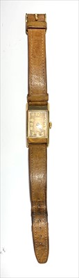 Lot 2513 - A Waltham wristwatch with brown leather strap.