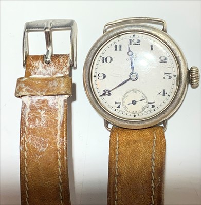 Lot 2514 - An Omega wristwatch with brown leather strap.