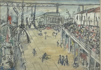 Lot 252 - Misomé PEILE (1907-1989) Docks Mixed media...
