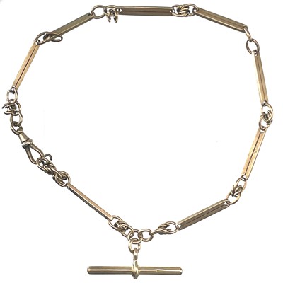 Lot 31 - A 9ct rose gold fancy link Albert watch chain.