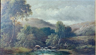 Lot 974 - Henry HARRIS (1852-1926) Figure by a Waterfall...